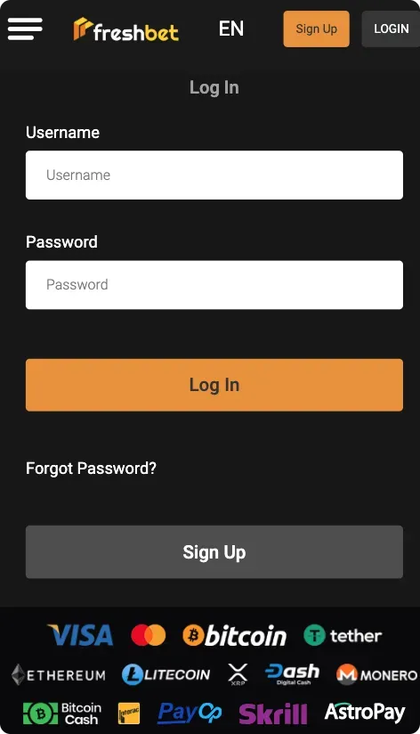 Log In page