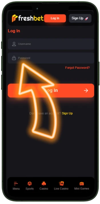 Freshbet enter password